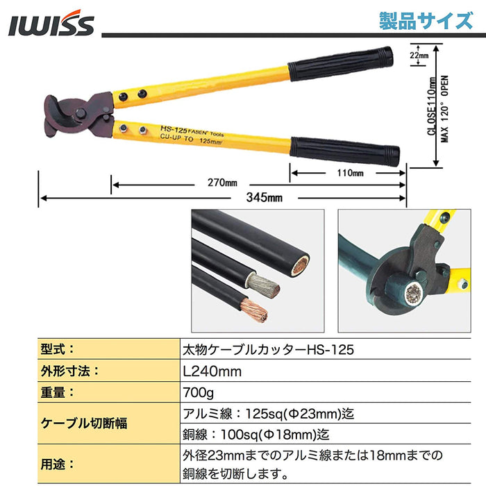太物ケーブルカッター 電線サイズ125sq LK-125A