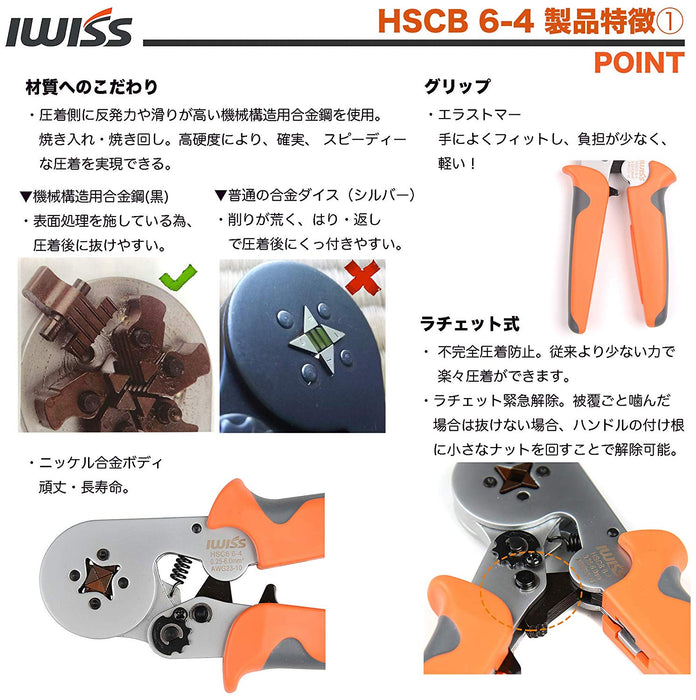 フェルール用圧着ペンチ 0.25-6.0mm2 HSC8 6-4