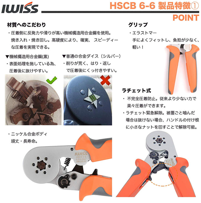 フェルール 圧着ペンチ 0.25-6.0mm2 HSC8 6-6