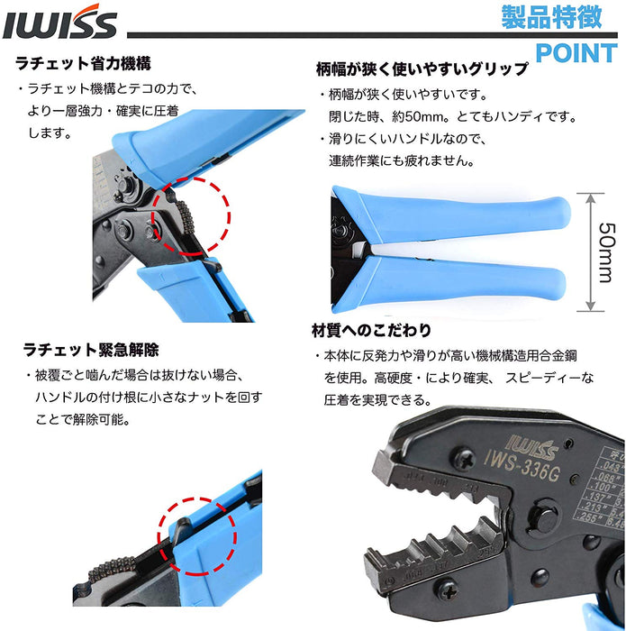光ファイバー 同軸 コネクター 圧着工具 IWS-336G