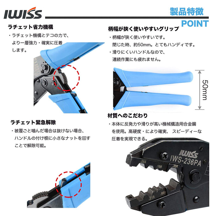 同軸コネクター BNC F型コネクタ 圧着工具 IWS-236PA