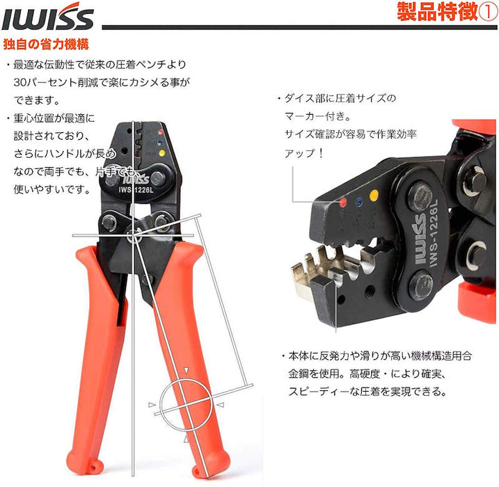 MIL規格 スプライス 圧着工具 0.12-3.5sq IWS-1226L