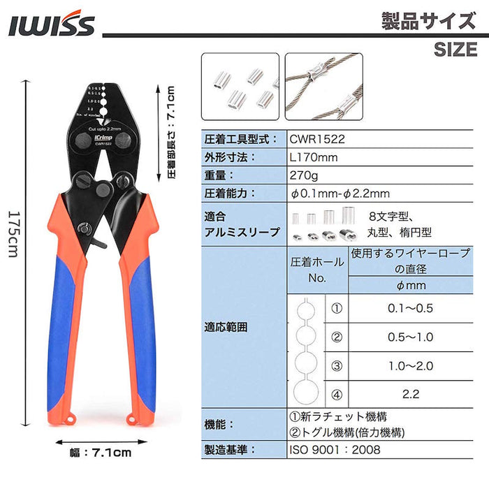 ワイヤーロープ かしめ機 ハンドプレッサー CWR1522
