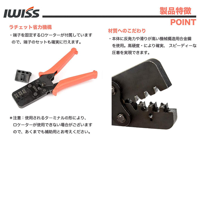 同時圧着ペンチ 防水型カプラー端子用 0.14-2.0mm²対応 IWS-1424BN