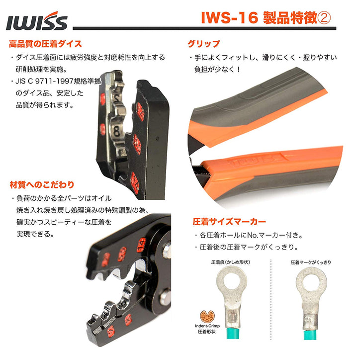 裸端子圧着工具 1.25-16.0sq対応 IWS-16