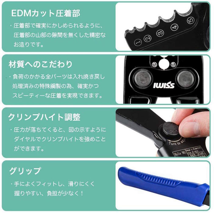 ワイヤーロープカッター アルミスリーブ かしめ機  φ1.5mm-φ5.0mm  IWS-1608B/CWR60
