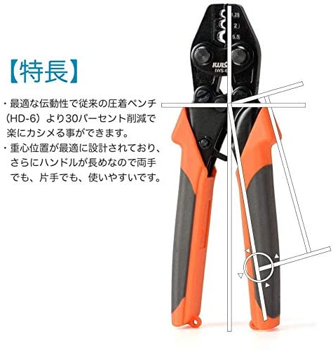 裸端子圧着工具   1.25-5.5sq対応 IWS-6