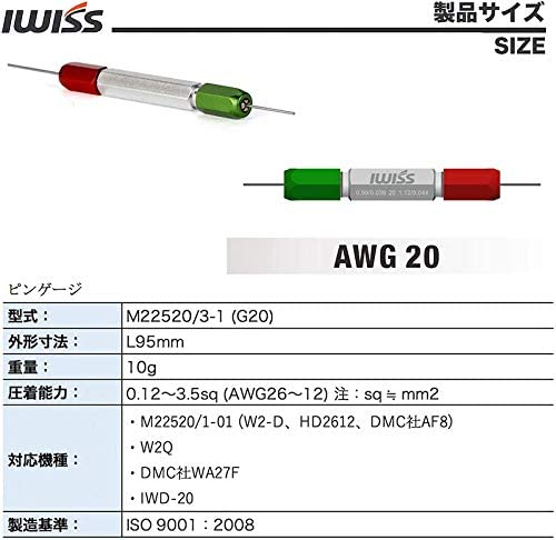 4インデント 圧着ペンチ コンタクトピン 圧着工具 ゲージ付き M22520/2-01 HD-3220A+G20