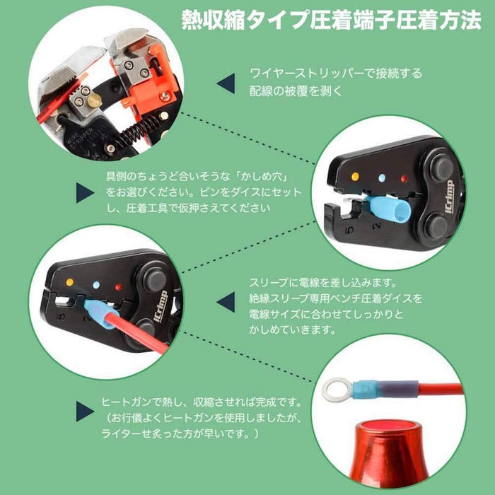 絶縁被覆付閉端接続子 CE1/2/5 圧着ペンチ ICP-125