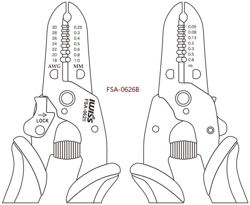 ワイヤーストリッパー Φ0.25-0.8mm(30-20AMG) 細線用 FSA-0626B