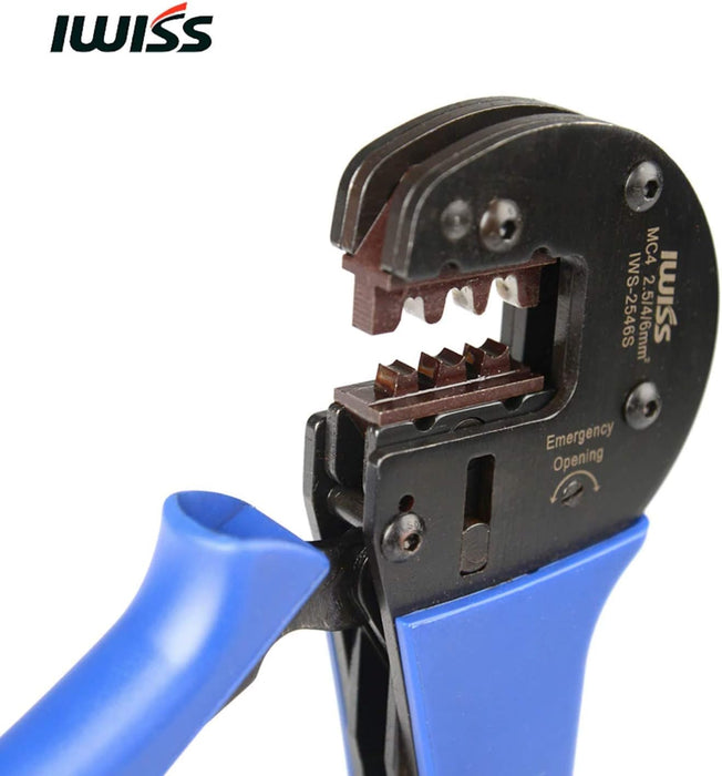 太陽光 ソーラー端子 MC4 精密圧着ペンチ 2.5/4/6mm²対応 IWS-2546S