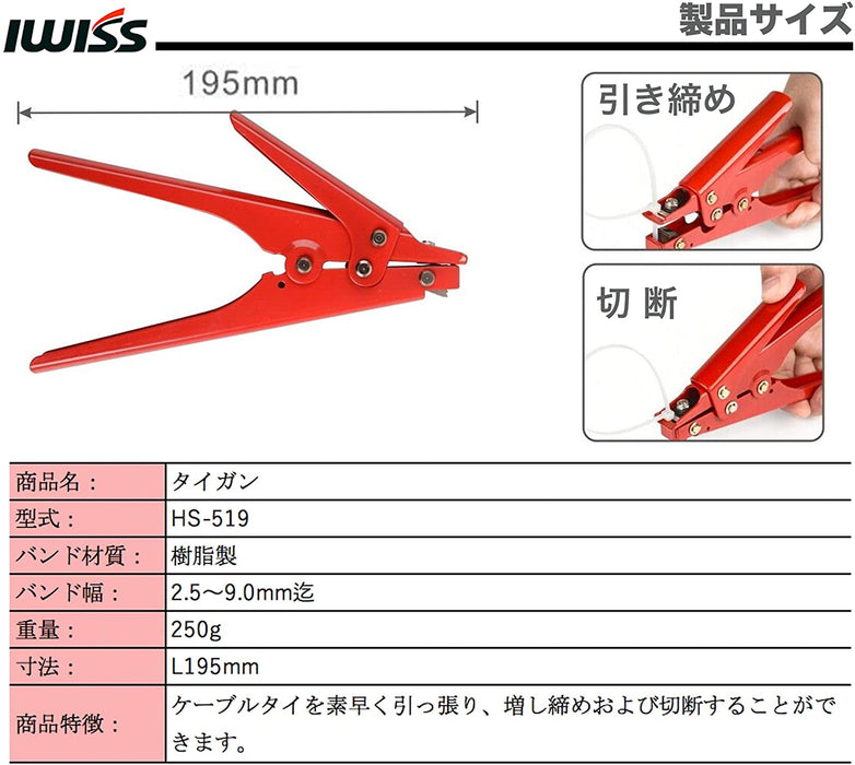 ケーブルタイ 結束工具  幅4.8mm迄 HS-519
