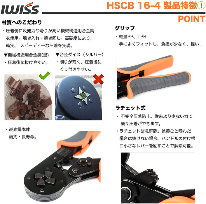 フェルール用圧着ペンチ  二重構造グリップ 5.5-14.0mm2 HSC8 16-4
