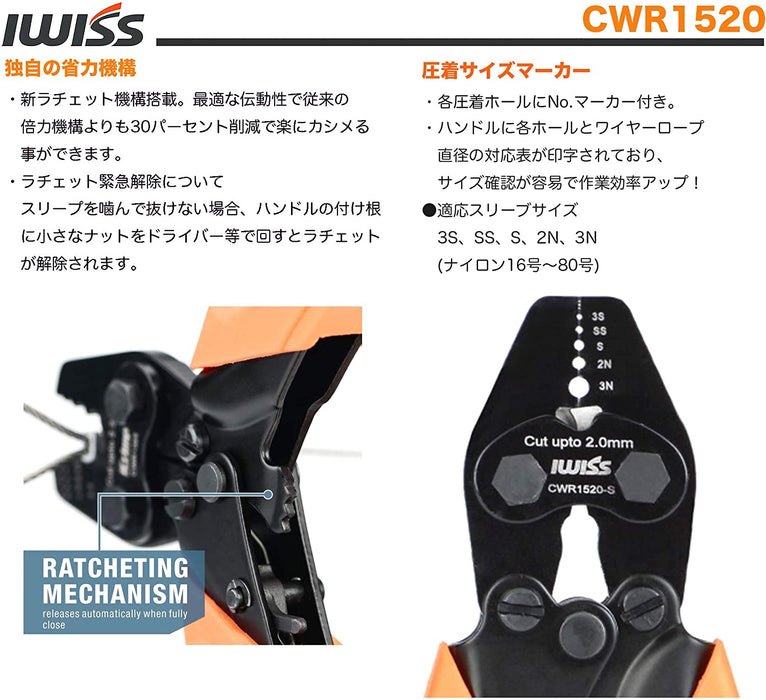 ワイヤーロープ かしめ機 ハンドプレッサー CWR1520-S