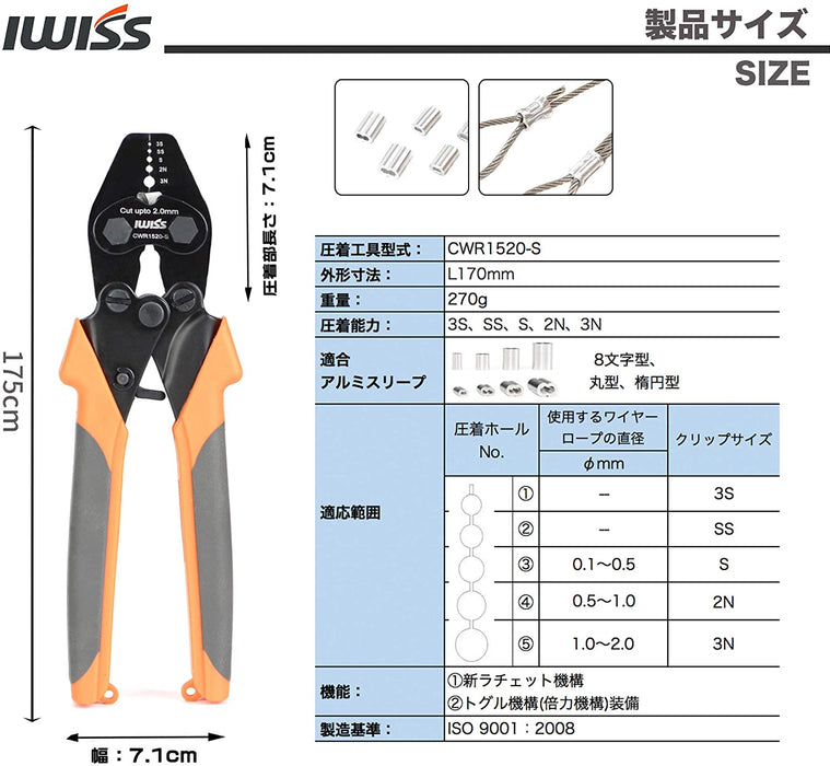 ワイヤーロープ かしめ機 ハンドプレッサー CWR1520-S