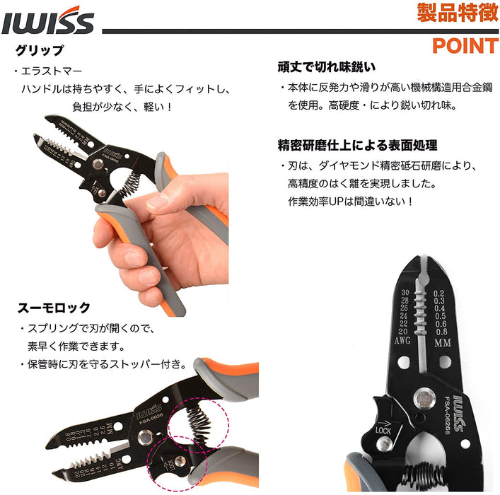ワイヤーストリッパー Φ0.25-0.8mm(30-20AMG) 細線用 FSA-0626B