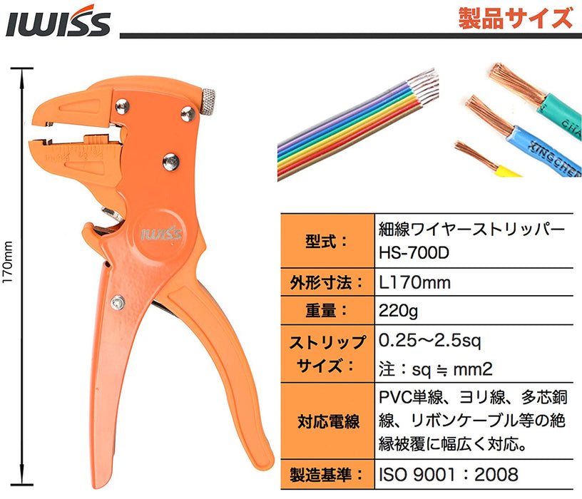 細線ワイヤーストリッパー  0.25sq〜2.5sq対応 HS-700D