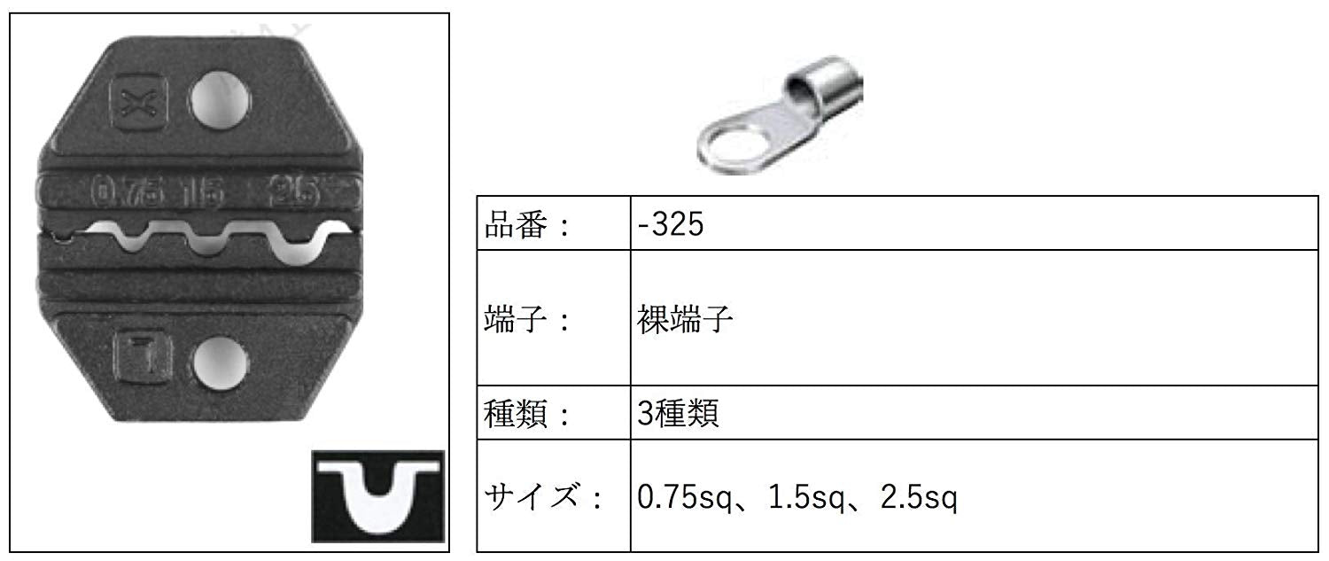 SNシリーズ交換用ダイス 裸端子用 SN-A325