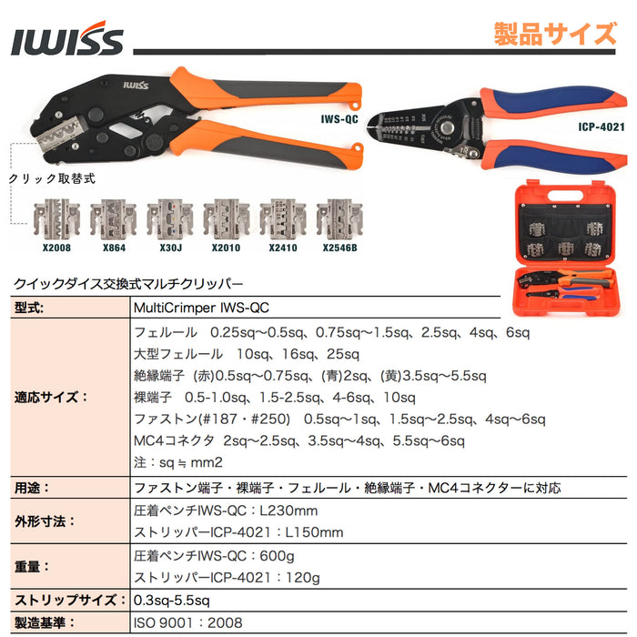 MultiCrimper圧着シリーズ マルチ圧着工具セット ダイス交換式  IWS-QC