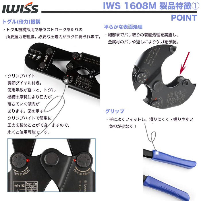 ワイヤーロープカッター   φ1.58mm-φ3.5mm圧着 IWS-1608M/IWS-102