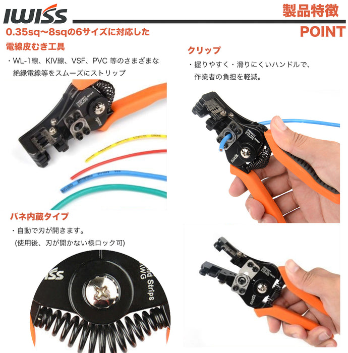 マルチ電線ストリッパー  0.3sq-8.0sq対応 2WayStrip IWS-0822