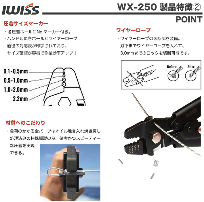 ワイヤーロープカッター アルミスリーブ かしめ機  WX-250