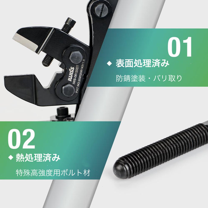板タイプ バッテリーターミナル 裸端子 圧着ペンチ ベンチタイプ 切断刃装備 5.5-100sq対応 IWS-06120DT