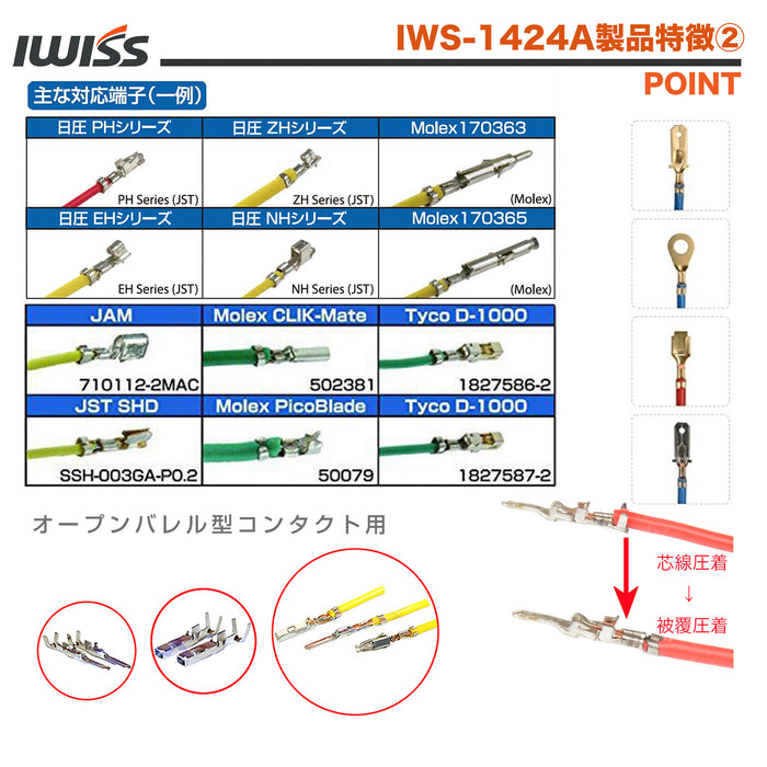 Molex DELPHI AMP TYCO ターミナル 圧着 オープンバレル 0.2-2.0mm2対応 IWS-1424A